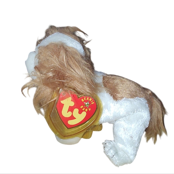Vintage Ty Beanie Babies Collection "Regal" White and Brown Plush Dog Toy - Picture 3 of 5